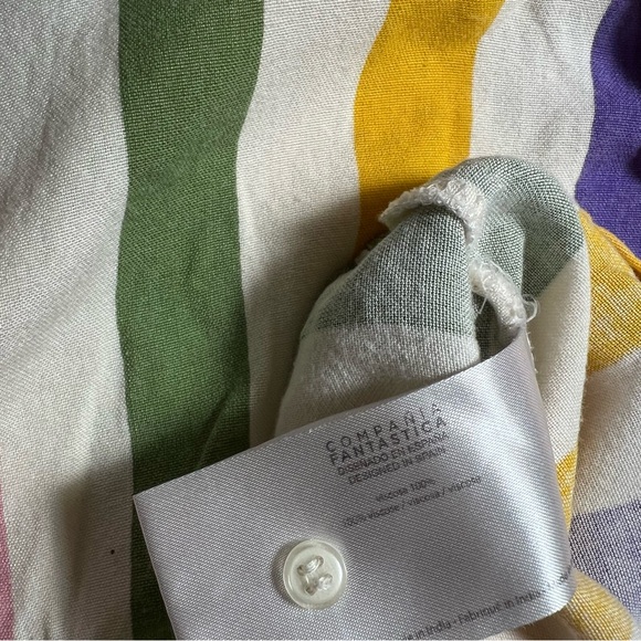 Compañía Fantástica Multi colour striped print midi shirt dress Short Sleeve M - Picture 10 of 16